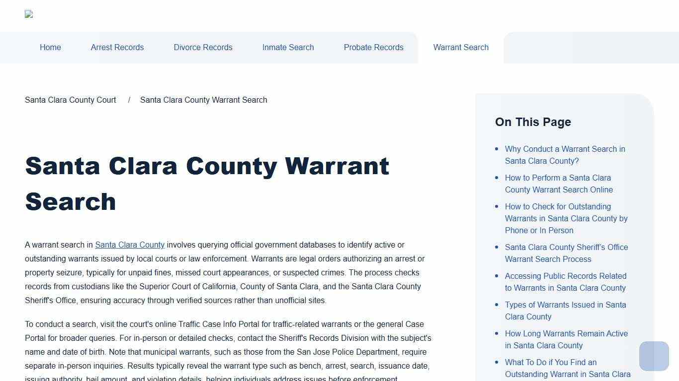 Santa Clara County Warrant Search Santa Clara County Court