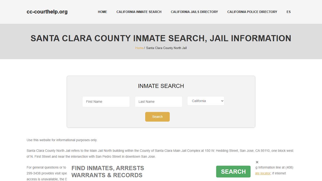 Santa Clara County Inmate Lookup, Jail Roster